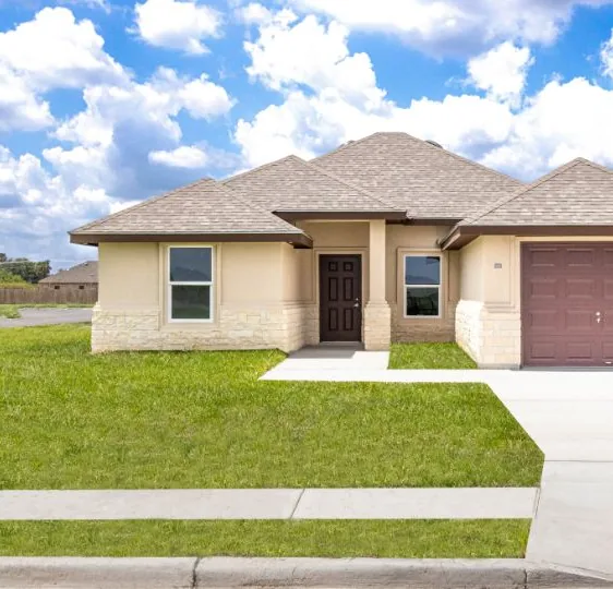 A single-story new home built by Affordable Homes of South Texas in the Rio Grande Valley
