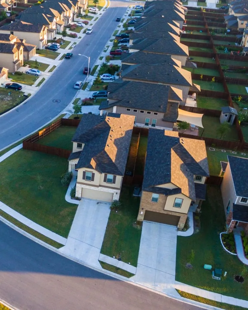 Aerial view of a new-home subdivision in the Rio Grande Valley